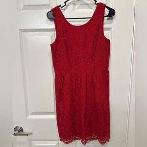 LOFT Vibrant Red Lace Dress